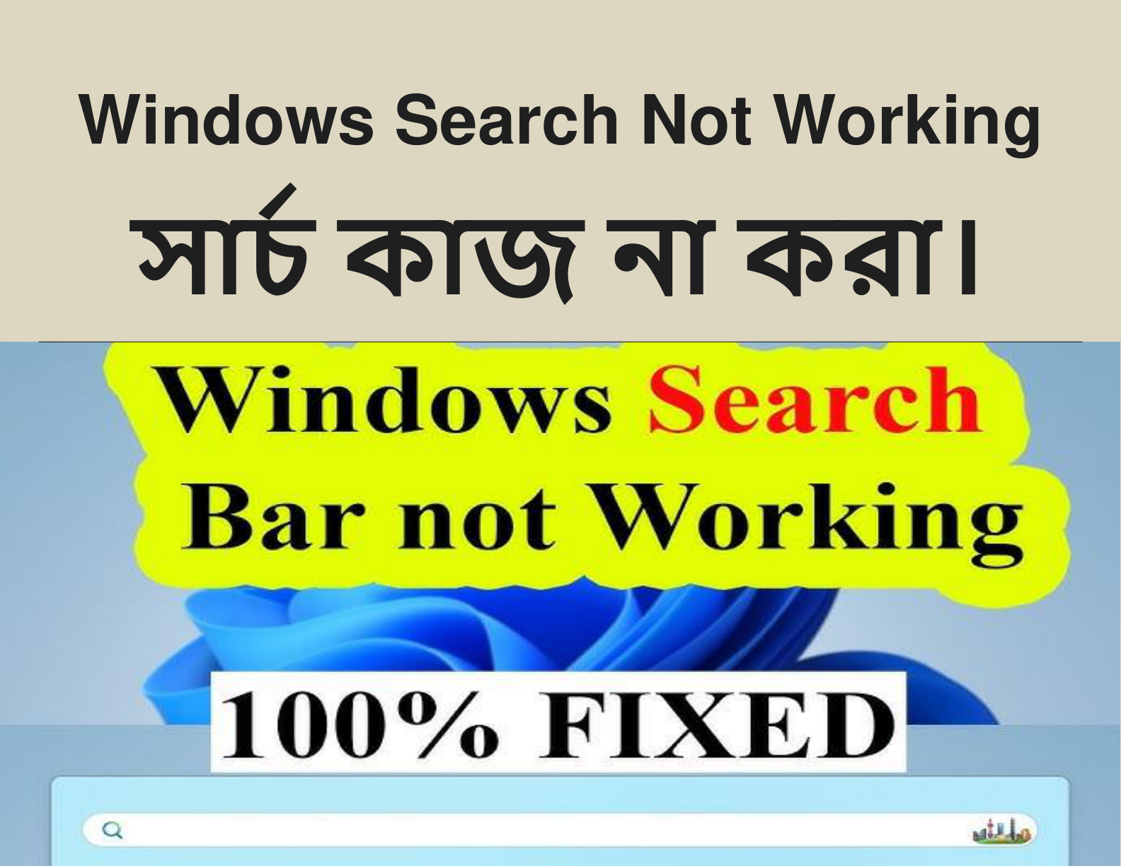 Windows Search Not Working (সার্চ কাজ না করা)