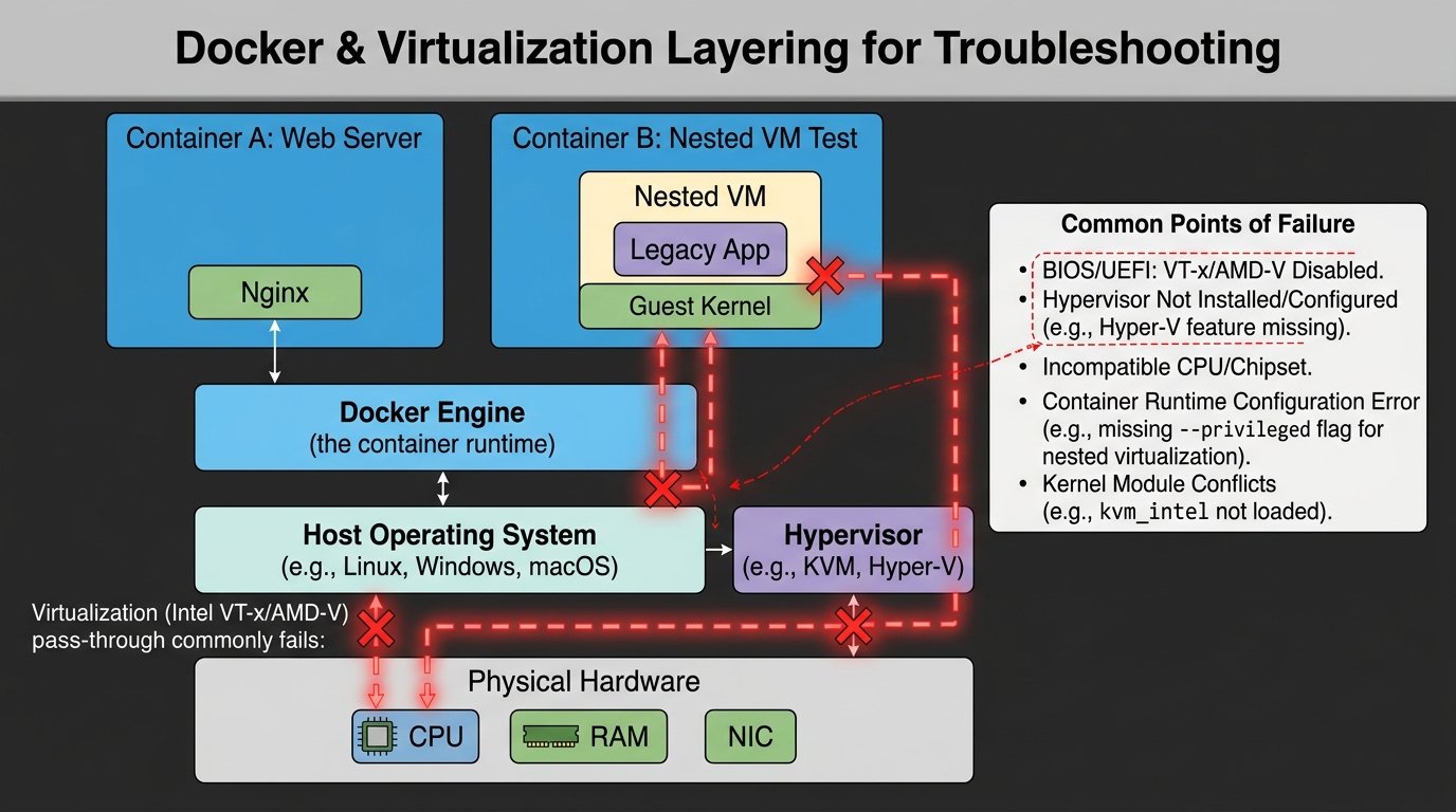 Docker / Virtualization এনাবল সমস্যা।