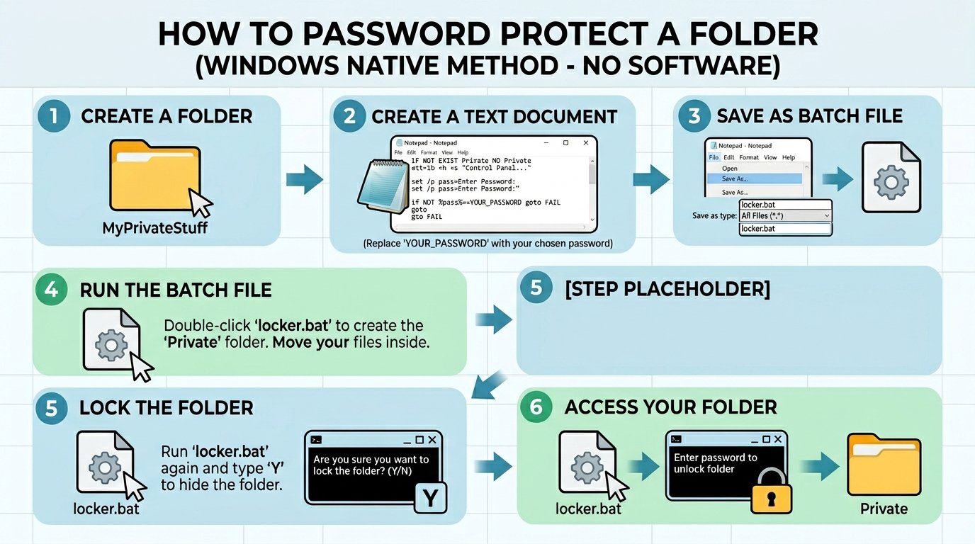 Folder Password Lock (Software ছাড়াই)।