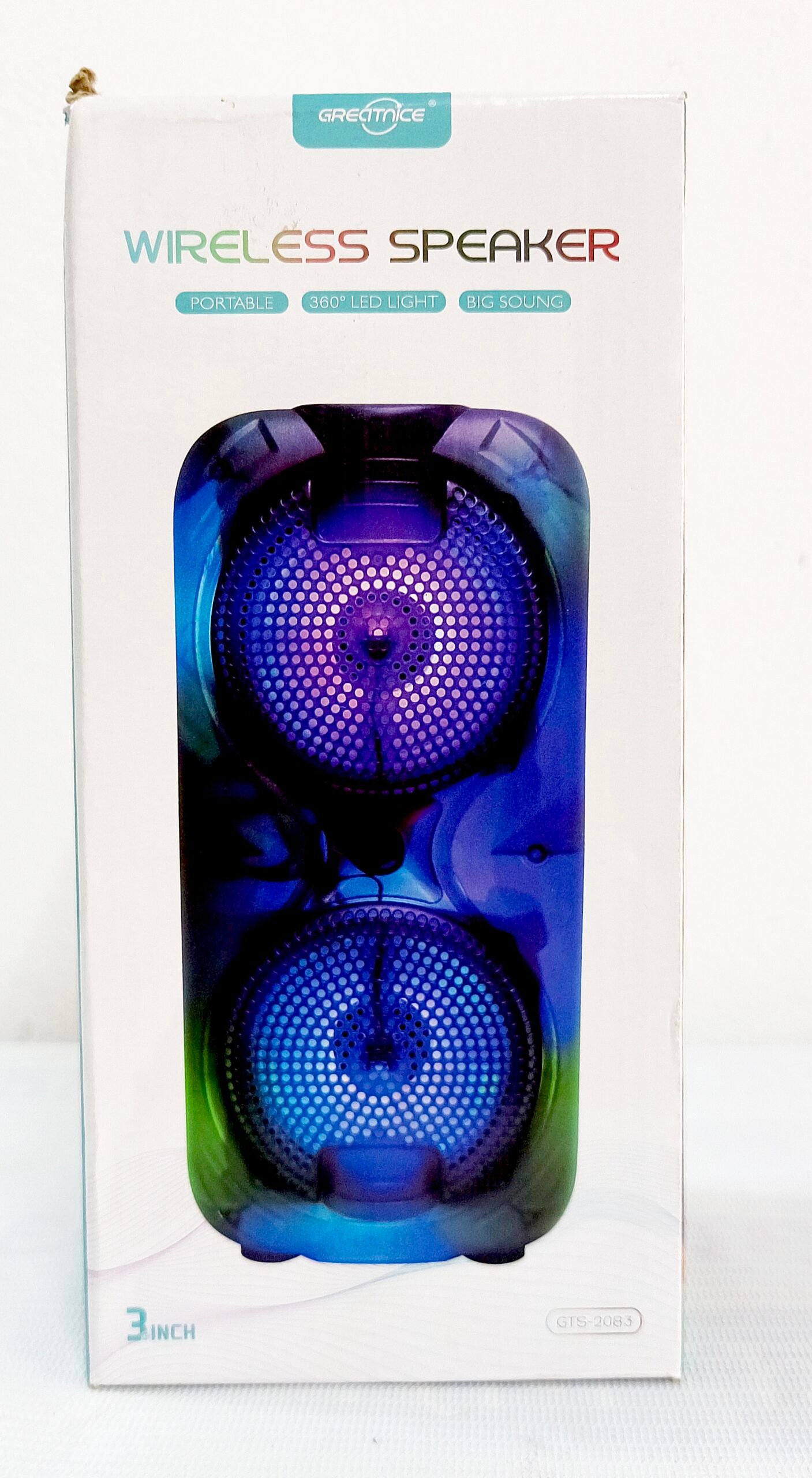Greatnice GTS-2083 Portable Dual 3-Inch Wireless Bluetooth Speaker with 360° LED Light - Image 3