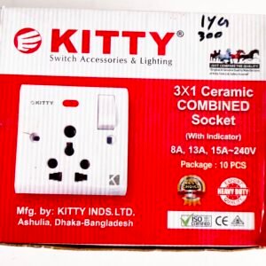 KITTY 3X1 Ceramic Combined Socket with Switch and Indicator