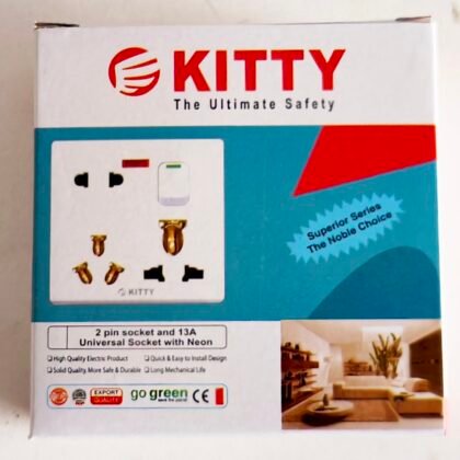 KITTY Superior Series 2 Pin Socket and 13A Universal Combo Socket with Neon