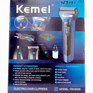 Kemei KM-6330 3-in-1 Grooming Kit Electric Hair Clipper, Shaver & Nose Trimmer