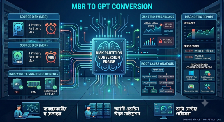 MBR to GPT conversion পদ্ধতি।