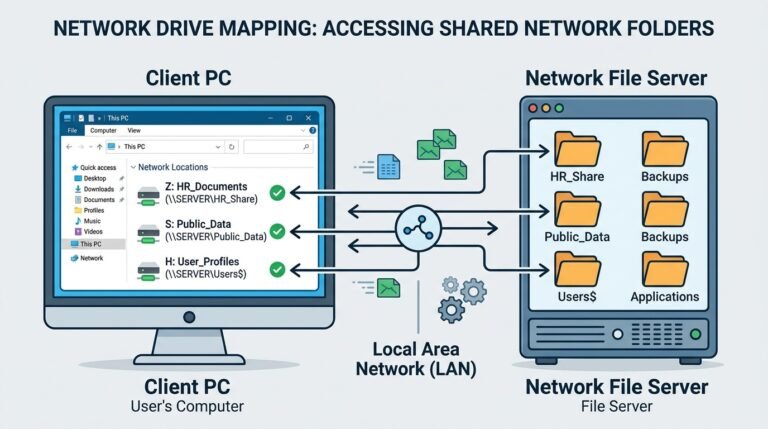 Network Drive Mapping নেটওয়ার্ক ফোল্ডার শেয়ার।