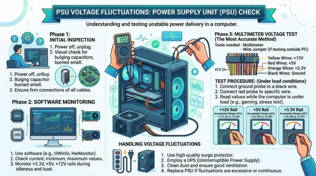 PSU Voltage Fluctuations পাওয়ার সাপ্লাই চেক।