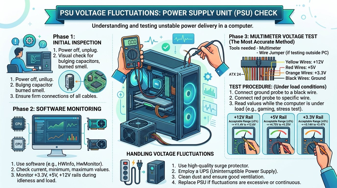 PSU Voltage Fluctuations পাওয়ার সাপ্লাই চেক।