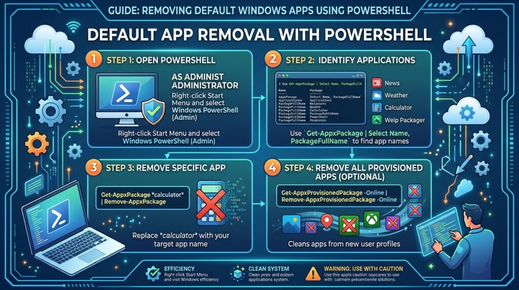  PowerShell দিয়ে ডিফল্ট অ্যাপ রিমুভ্যাল।