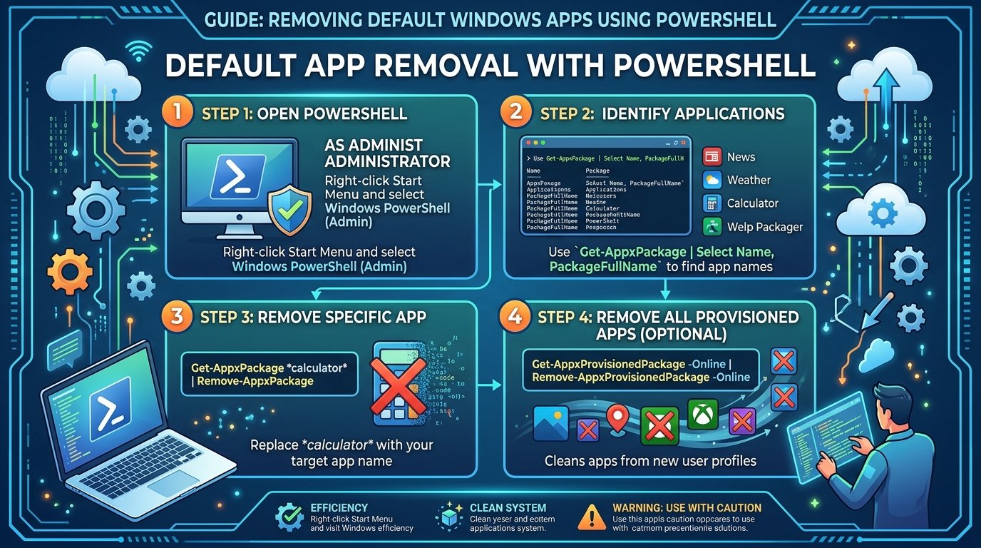  PowerShell দিয়ে ডিফল্ট অ্যাপ রিমুভ্যাল।