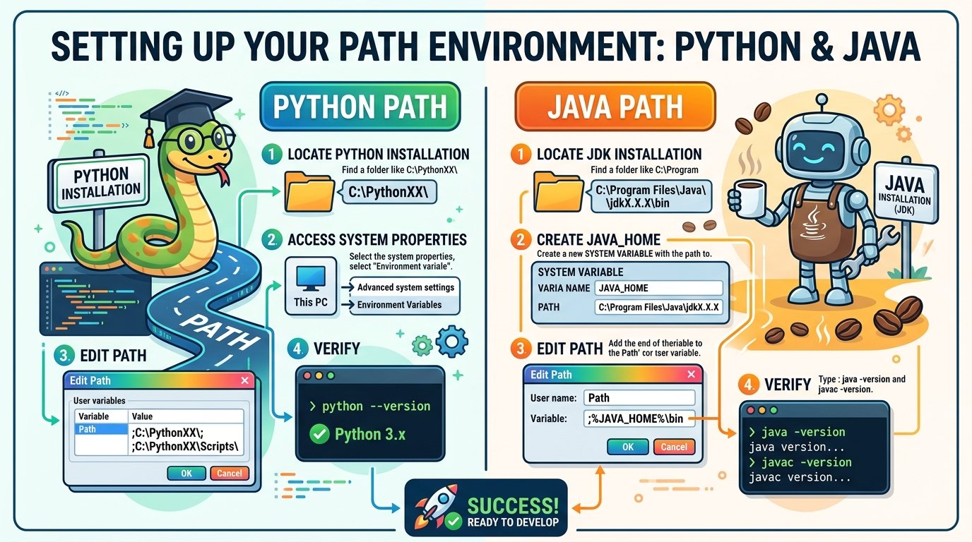 PythonJava PATH এনভায়রনমেন্ট সেটআপ।