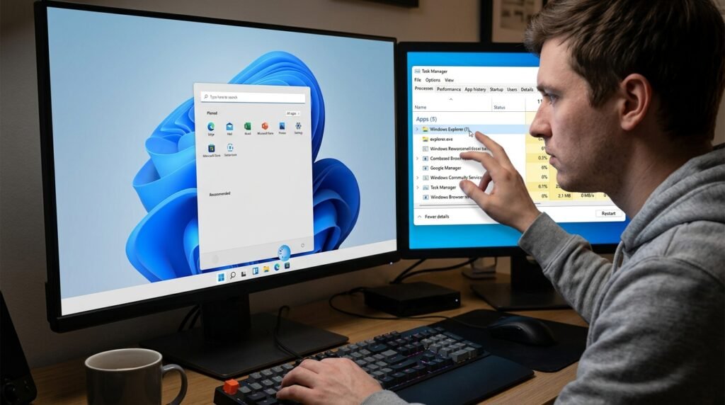 TaskbarStart Menu Freeze টাস্কবার আটকে যাওয়া।