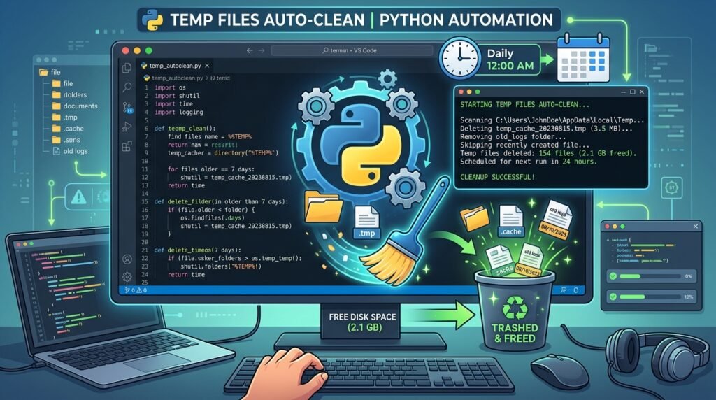 Temp Files Auto-clean (Python automation)।