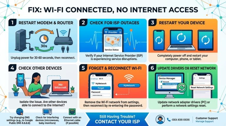 Wi-Fi Connected, No Internet ফিক্স।