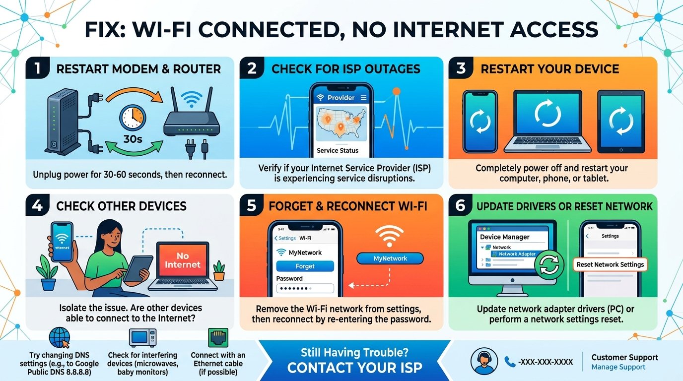 Wi-Fi Connected, No Internet ফিক্স।