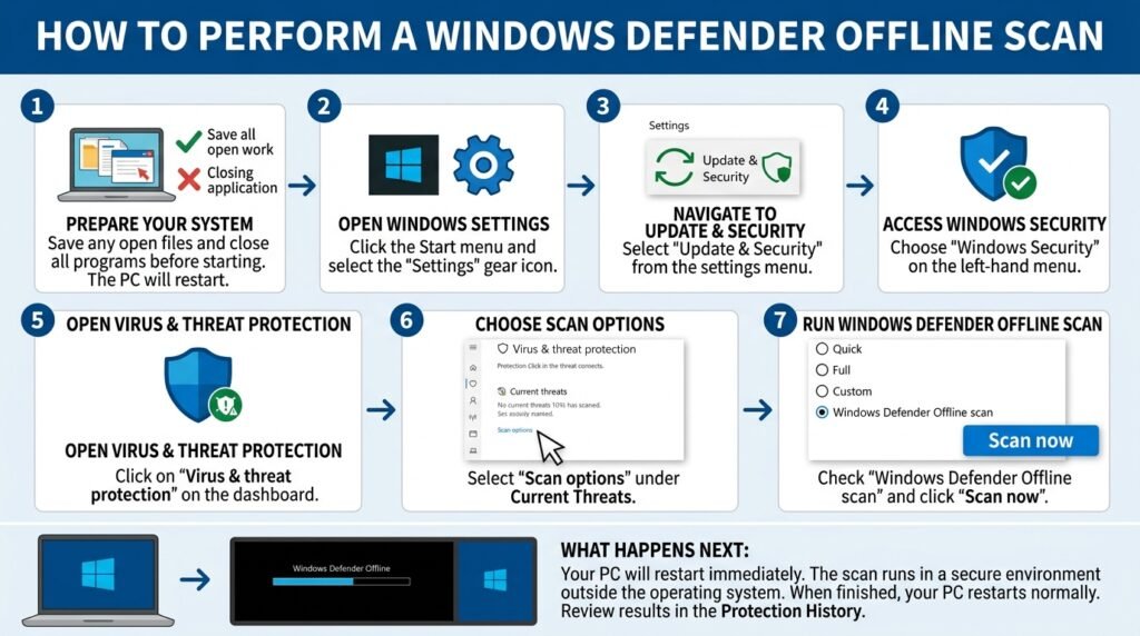 Windows Defender Offline Scan করার নিয়ম।