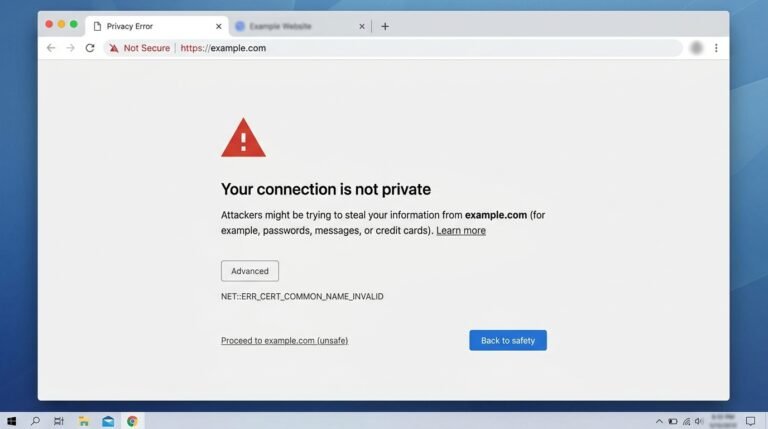 Your connection is not private' ব্রাউজার এরর।