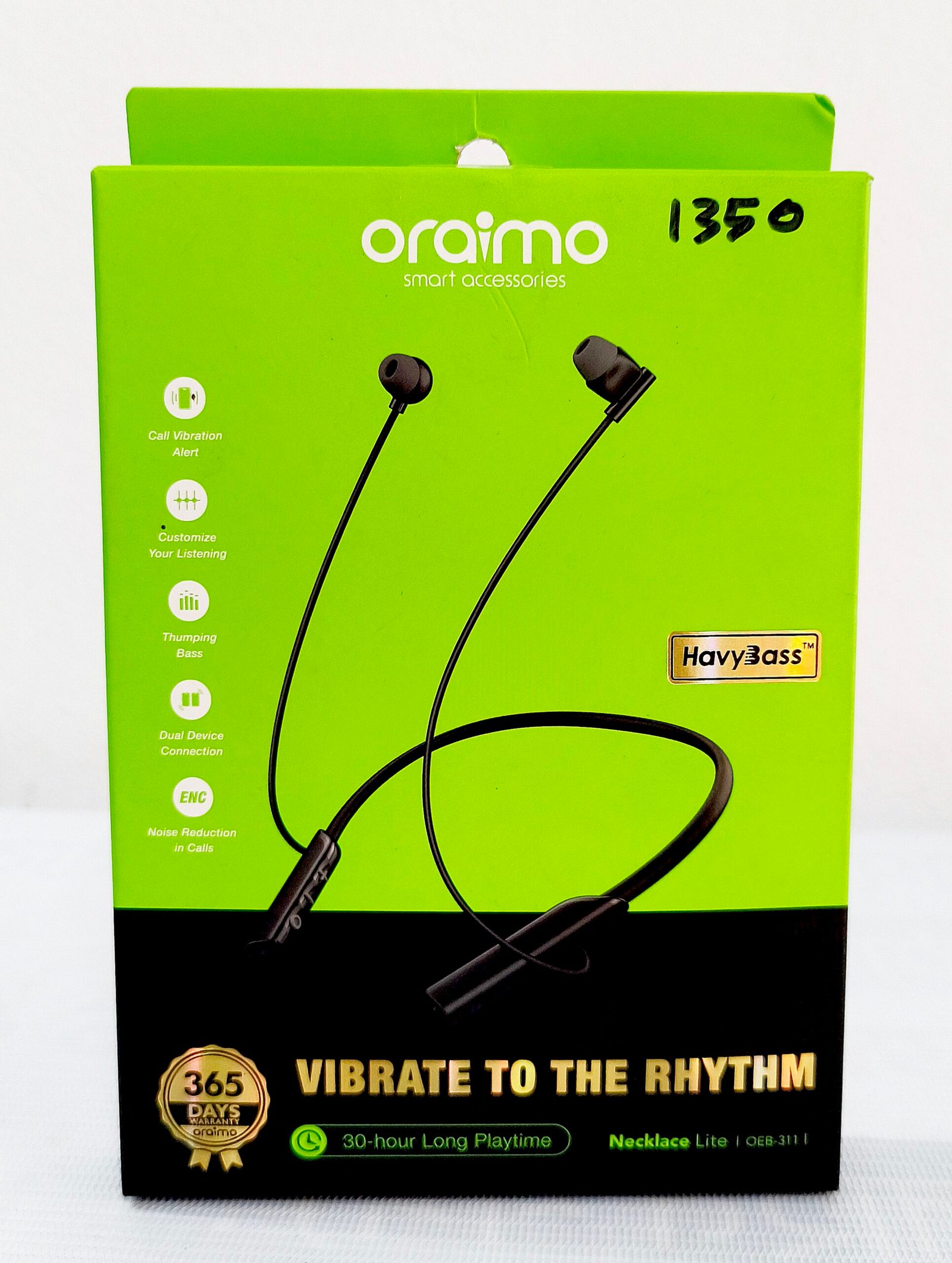 oraimo Necklace Lite OEB-311 Wireless Neckband Earphone with Call Vibration Alert