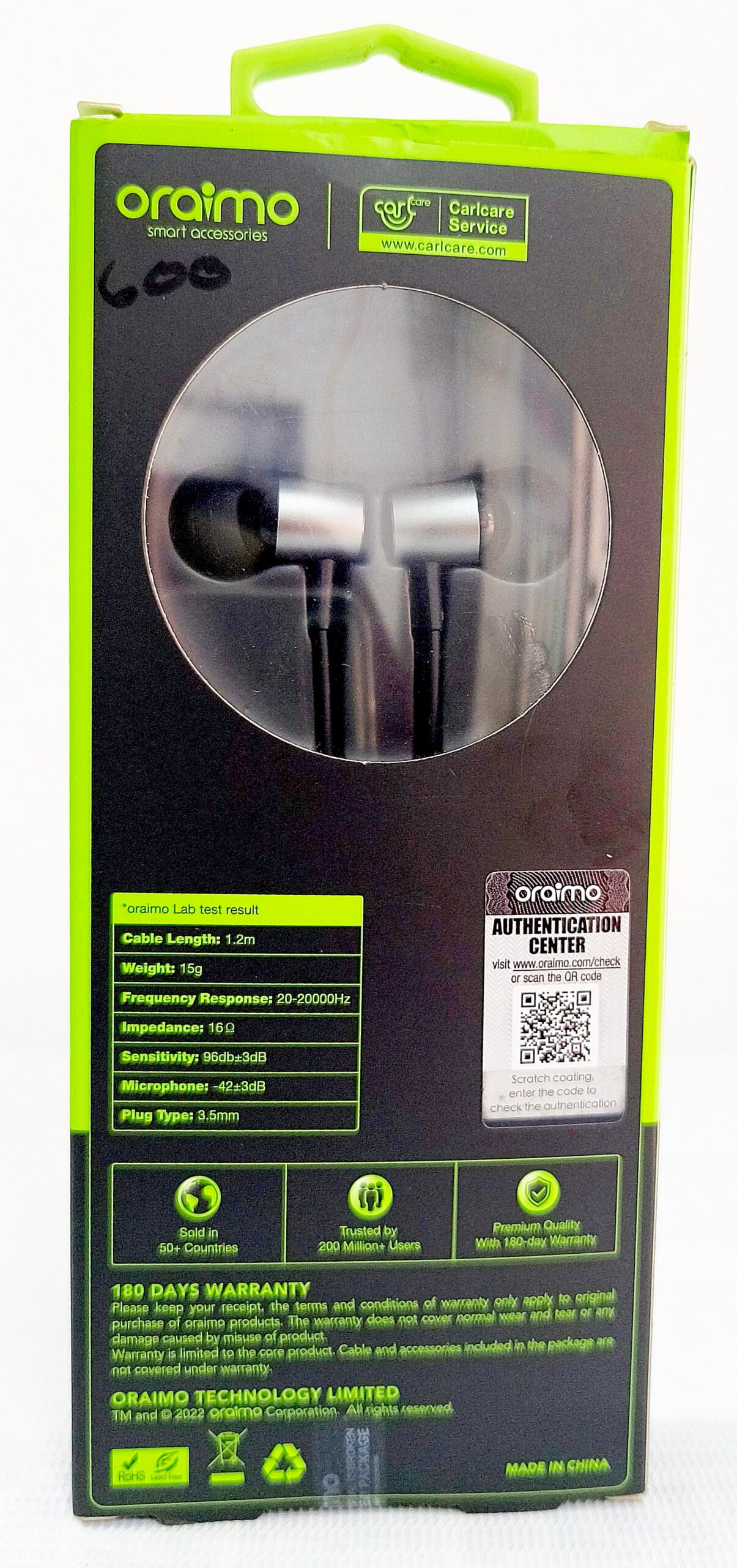 oraimo Trumpet 3 OEP-E40 In-ear Earphone with Mic and Three-button Remote