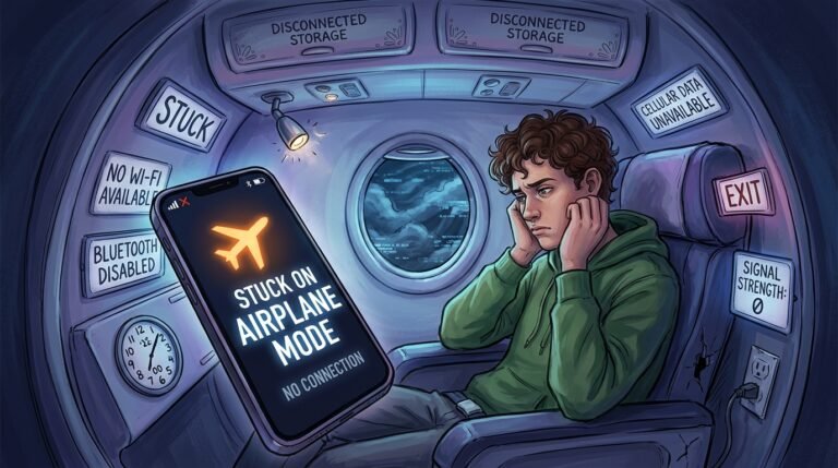 এয়ারপ্লেন মোড স্টাক (Stuck on Airplane Mode)।