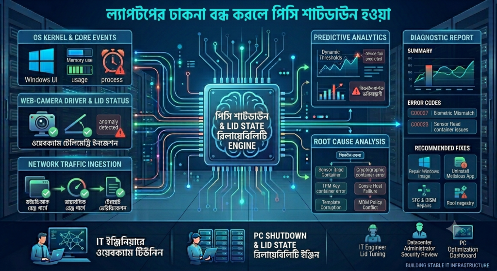  ল্যাপটপের ঢাকনা বন্ধ করলে পিসি শাটডাউন হওয়া।